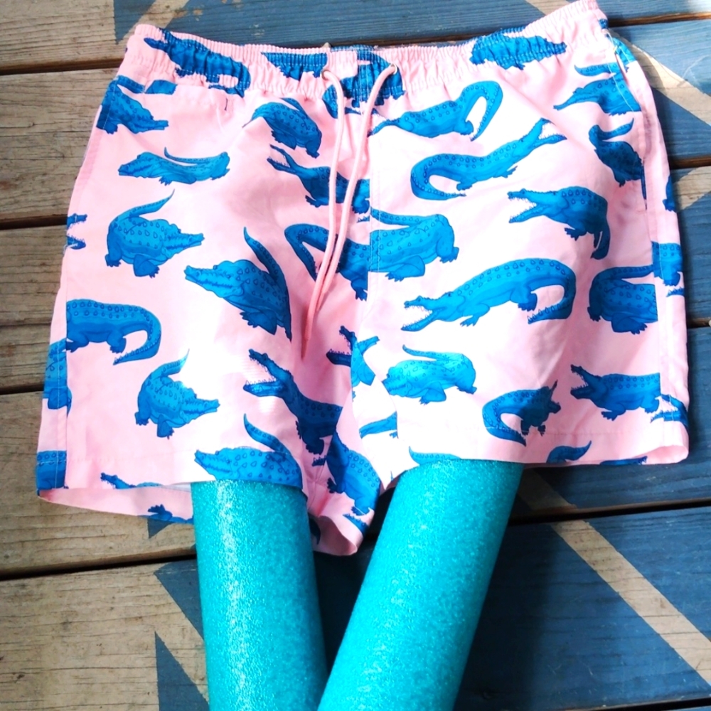 City Streets Gator Pink Swim Trunks L